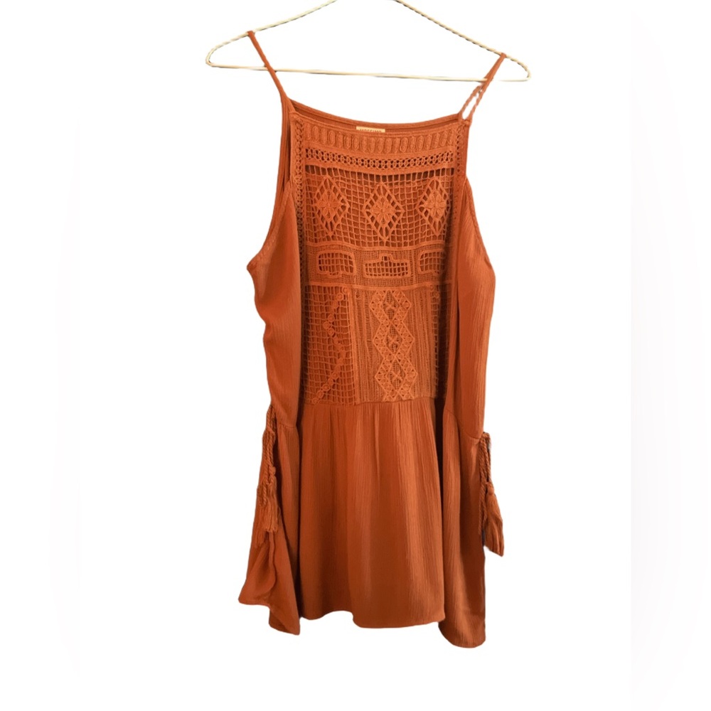Mossimo Supply Co. Women’s Burnt Orange Siena Embroidered Tank Top with Tassels